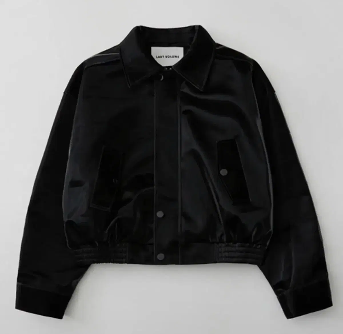 레이디 볼륨 레더 자켓 GLOSSY VEGAN LEATHER JACKET